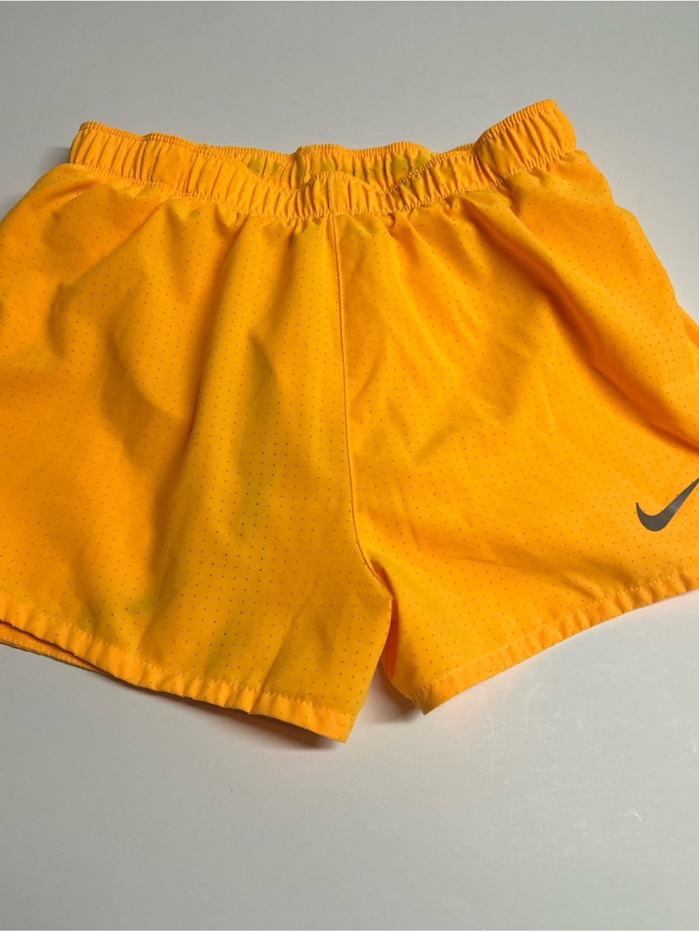 Nike Mens Size Small Dri-Fit Running Shorts Orange Drawstring with Brief Liner